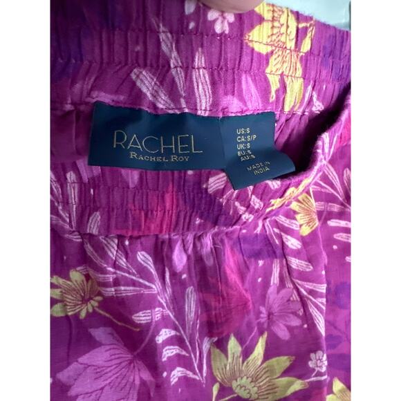 NEW Rachel Roy Purple Floral Skirt Colorful Mini 70s Tier Ruffle Pockets - Picture 5 of 6
